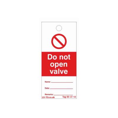 Do Not Open Valve Lockout Tagout Tags